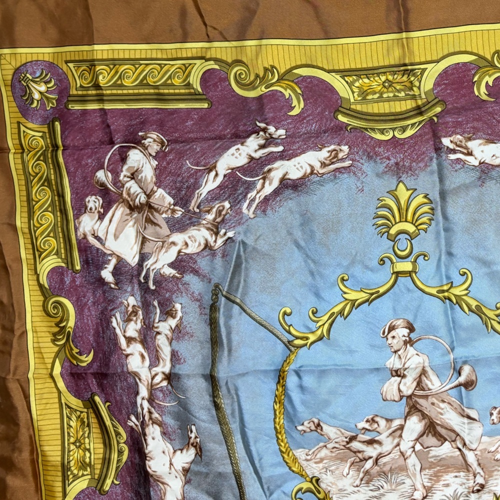 HERMES PARIS Chiens et Valets by Charles J. Hallo Silk Scarf France 1963 - Picture 7 of 13